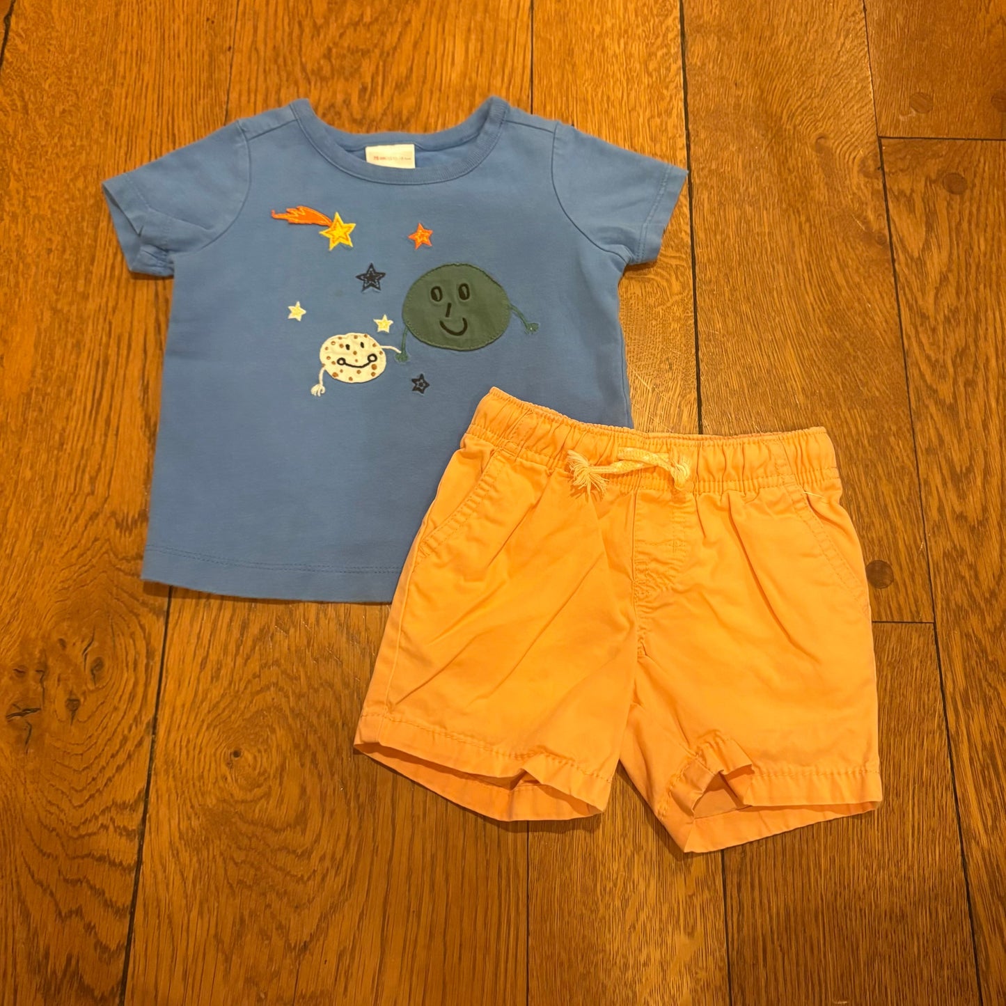 Seller 98 Boys 12-18m Hanna Andersson Shirt/Cat & Jack Shorts Bundle (see description)