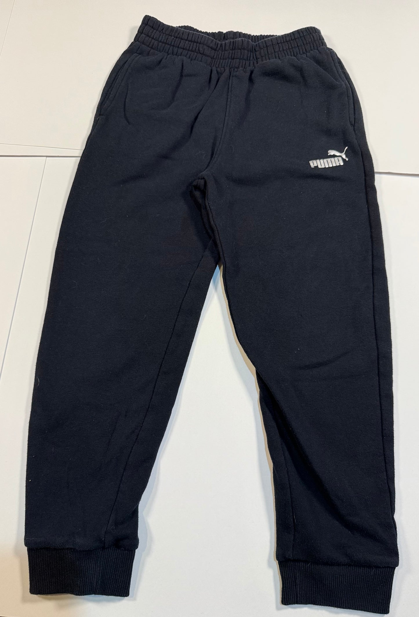 #180 Boys 7/8 Small Puma Black with Silver Logo Hoodie Set