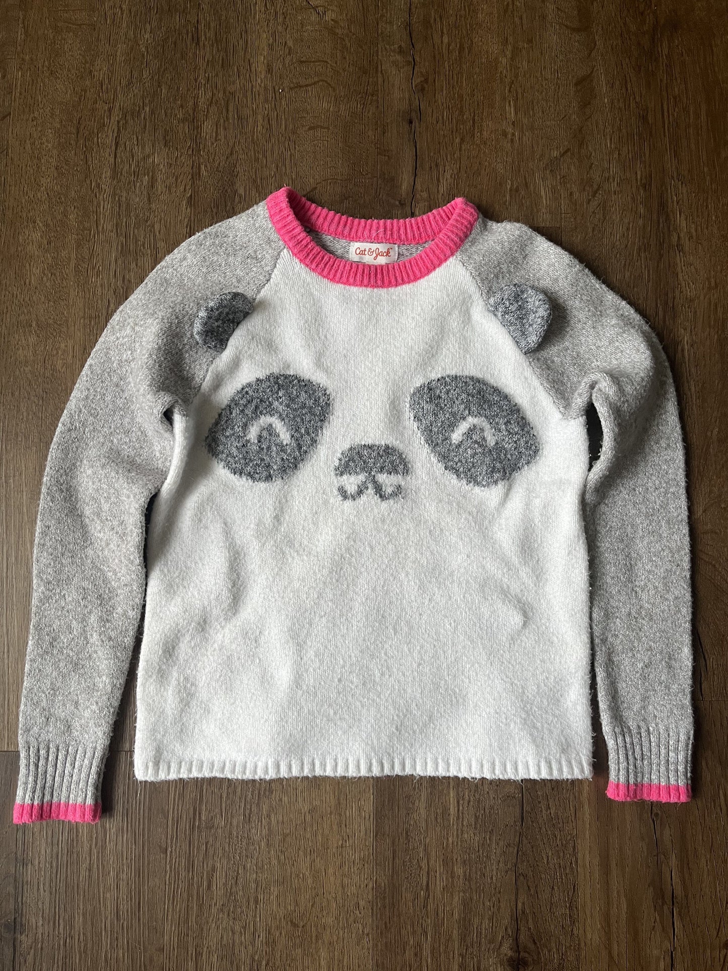 #124 Cat & Jack Panda Sweater Girls Size 6