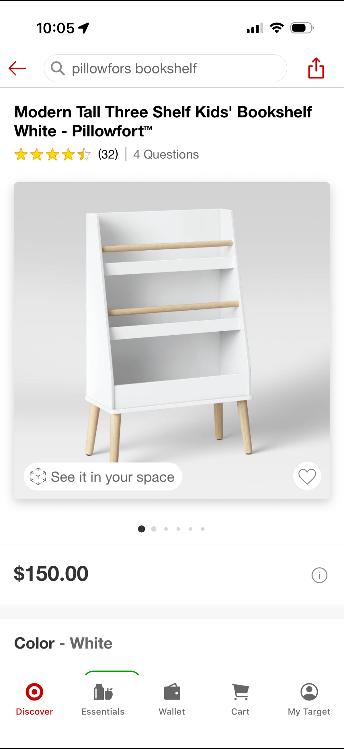 #117, Pillowford modern white 3 shelf bookshelf, VGUC