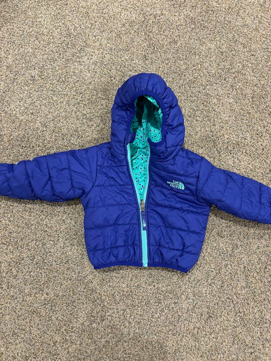 #50 REDUCED The North Face Reversible Blue Winter Coat Girls Infant Size 6-12 Months