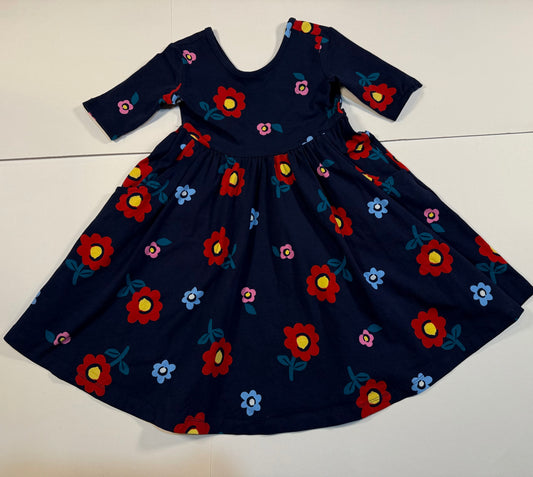 #180 Girls 110 (US 5) Hanna Andersson Navy Floral  Dress (2 of 2 available)