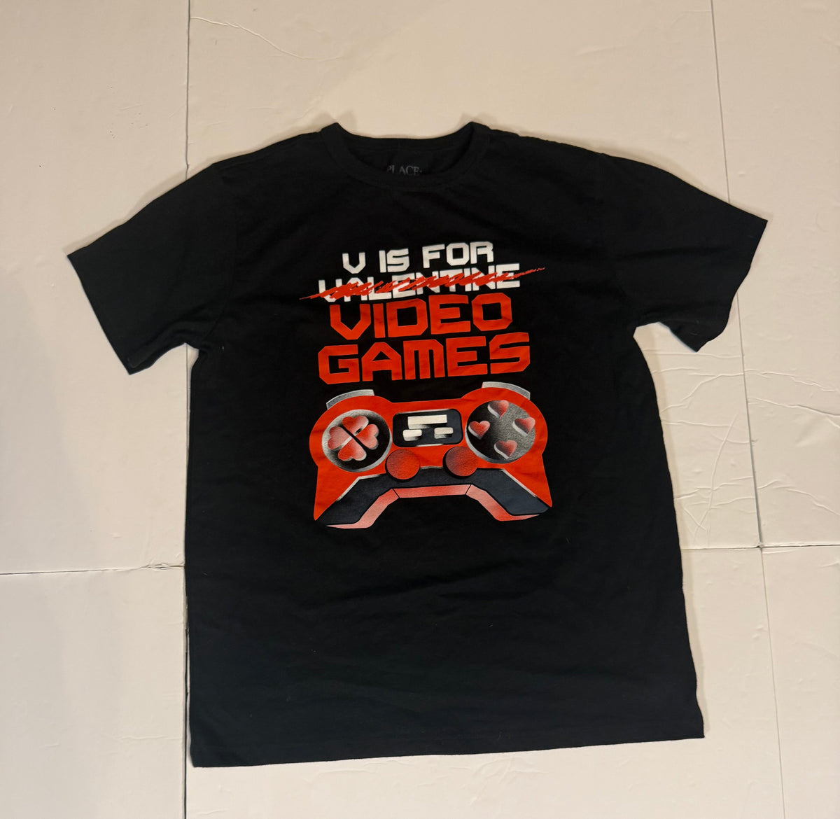 #141 Boys Large 10-12 Childrens Place Holiday Bundle- All Skills No Luck for St Patricks Day, V is for Video Games for Valentines Day, and Turkey Bowl