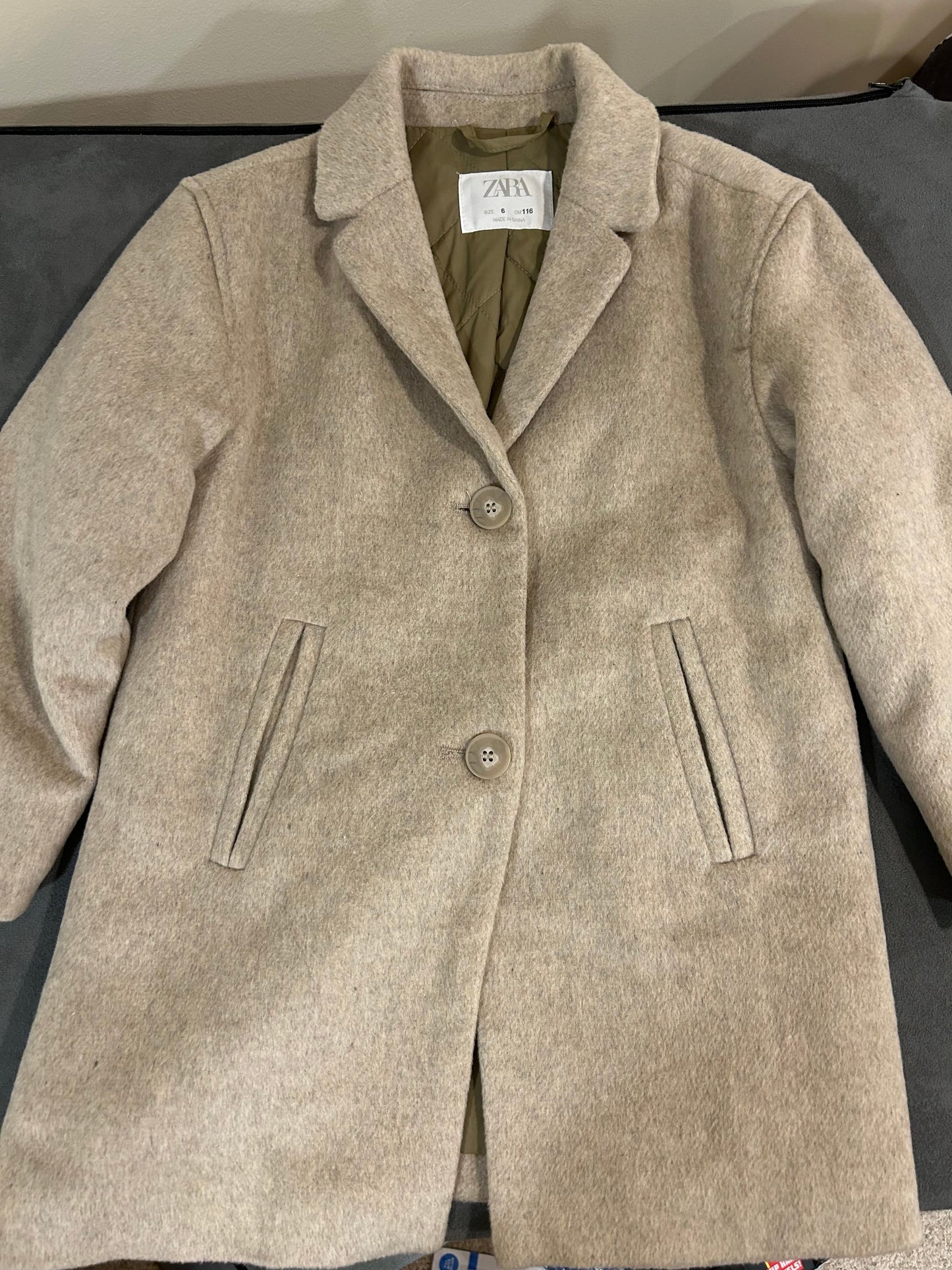 Seller 128 - REDUCED Girl's Size 6 Zara Tan Coat