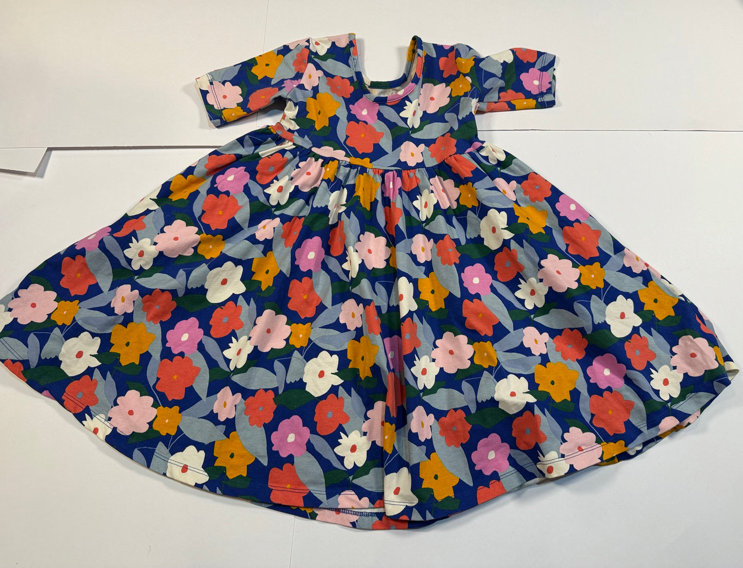 #180 Girls 110 (US 5) Hanna Andersson Floral Twirl Dress with Pockets