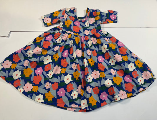 #180 Girls 110 (US 5) Hanna Andersson Floral Twirl Dress with Pockets