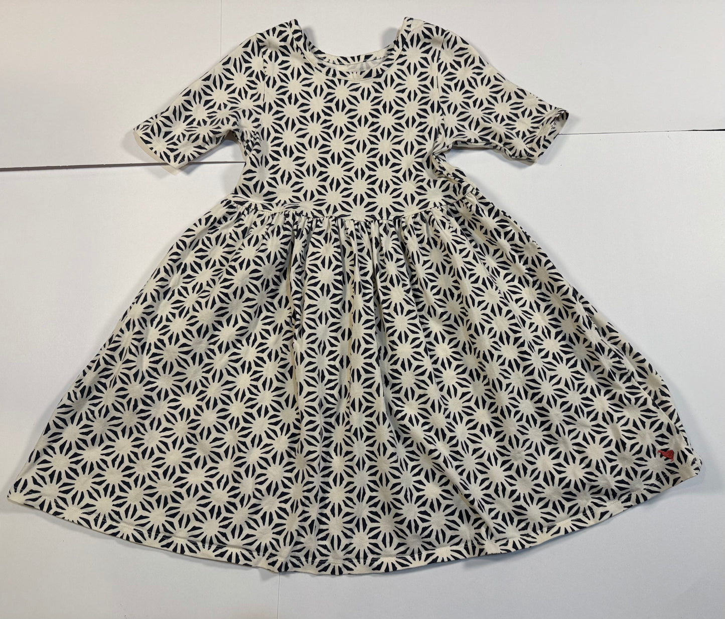 #180 Girls 5 Pink Chicken Blue Print Dress