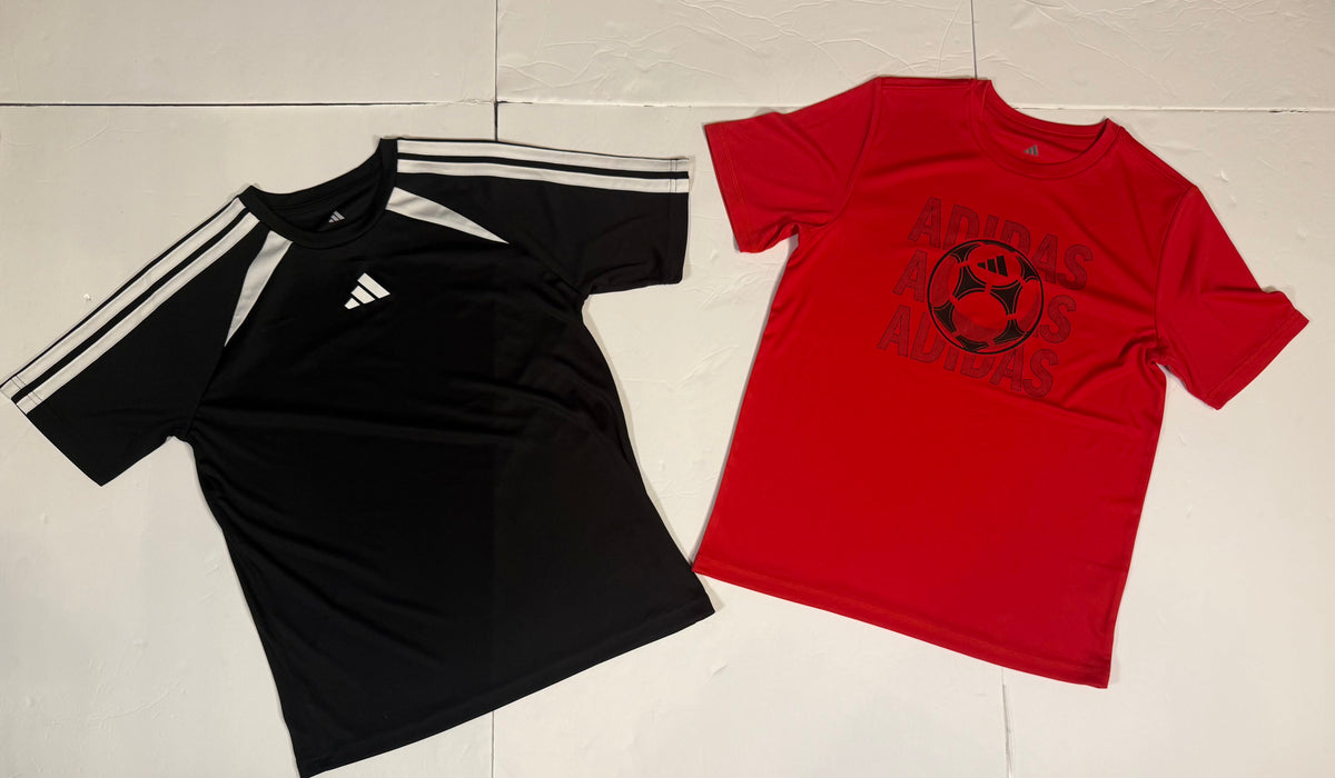 #141 Boys Medium 10-12 NWOT Adidas Athletic Shirt Set  - Red and Black