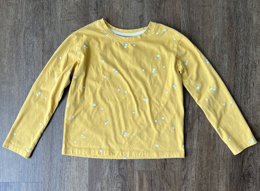 #124 VGUC Cat & Jack Mustard Yellow Floral Shirt Girls Size M 8