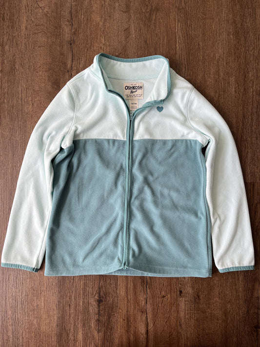 #124 EUC OshKosh B'Gosh Mint Lightweight Zipper Fleece Jacket Girls Size 10