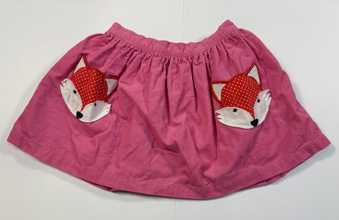 #180 Girls 4-5 Mini Boden Pink Corduroy Skirt with Fox Pockets