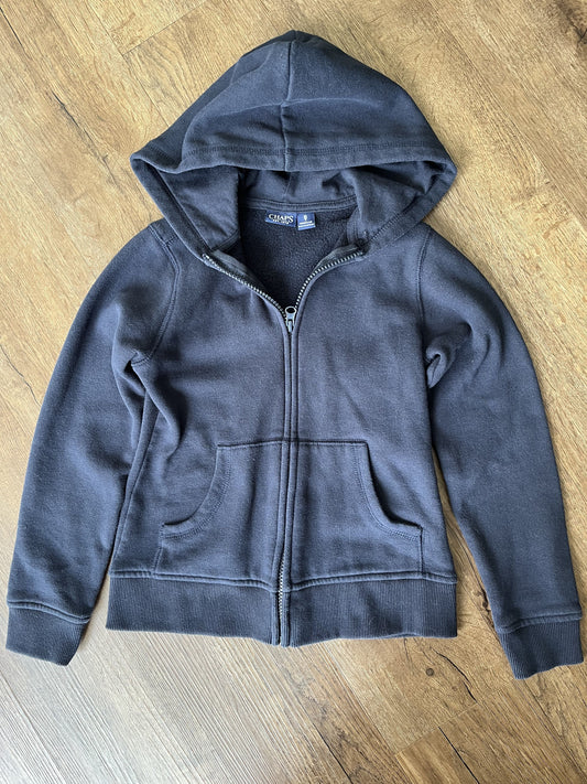 #124 VGUC Chaps Navy Hooded Zipper Sweatshirt Girls Size S 7
