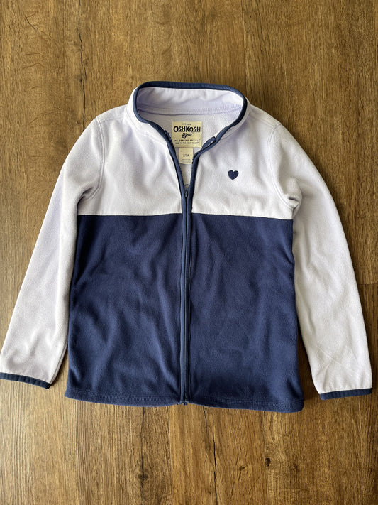 #124 EUC OshKosh B'Gosh Purple Lightweight Zipper Fleece Jacket Girls Size 7