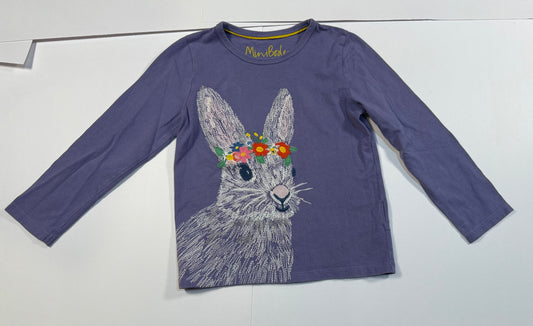 #180 Girls 4-5 Mini Boden Bunny Super Stitch Shirt