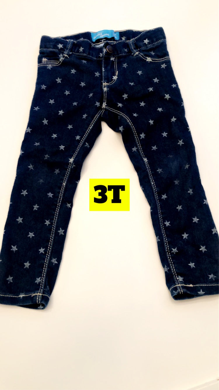Girls 3T Old Navy Skinny Jeans with Glittery Silver Stars