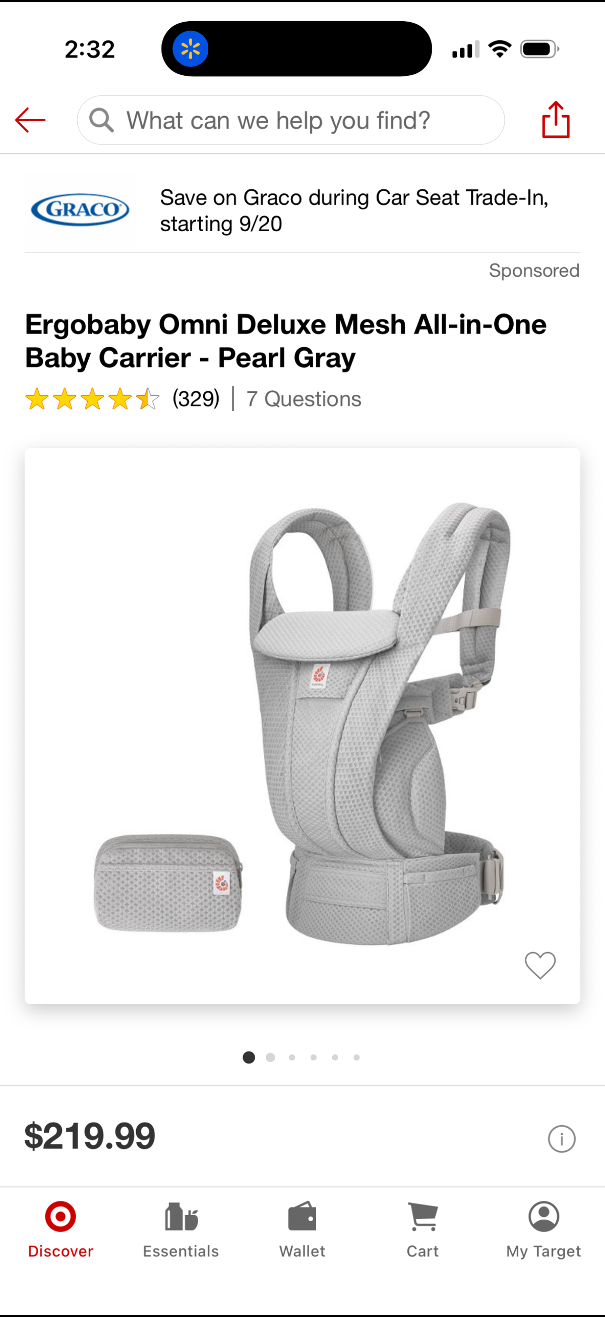 #117, Ergobaby Omni Delux Meah Baby Carrier- Pearl Gray, EUC