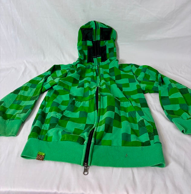 #90 Mad Engine Minecraft Creeper zip-up hoodie    Boys size Small