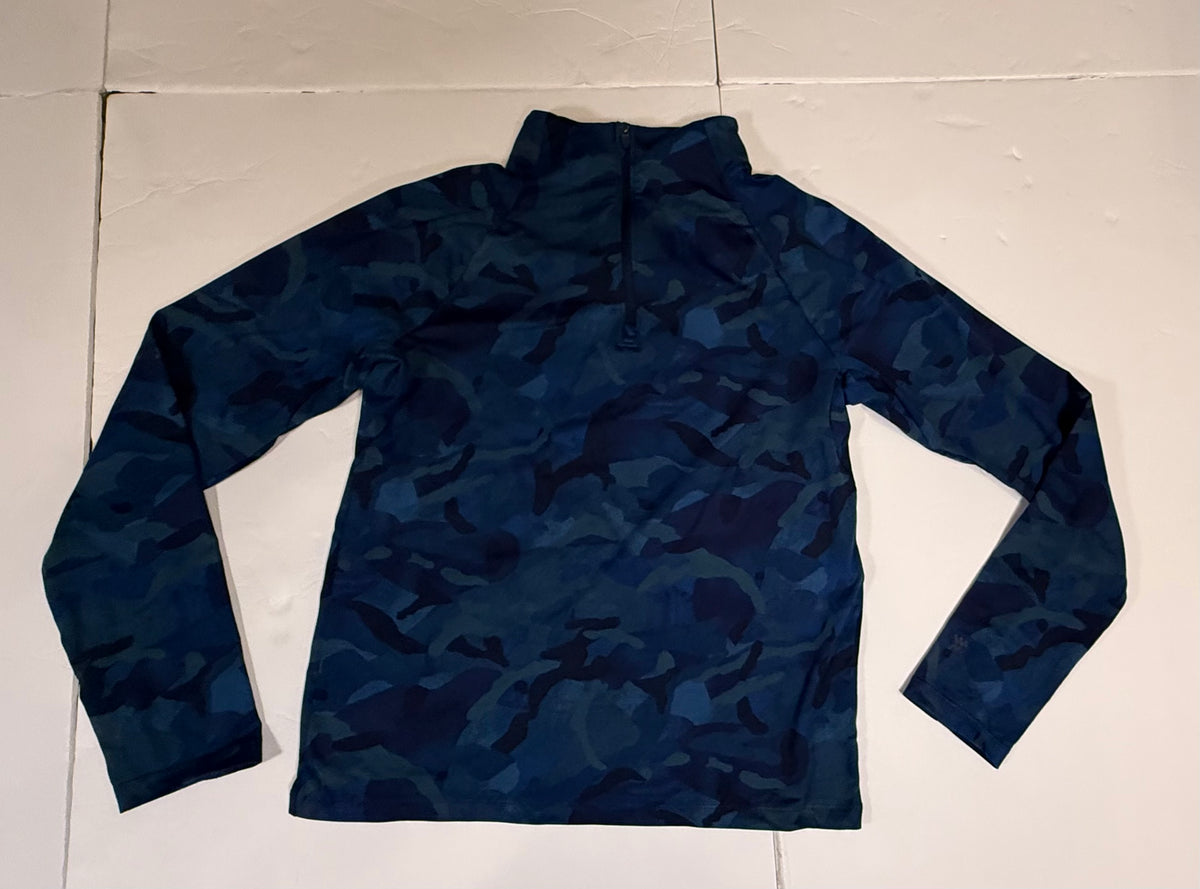 #141 Boys Large 10-12 All in Motion Athletic Quarter Zip  with Thumb Hole - Navy camo