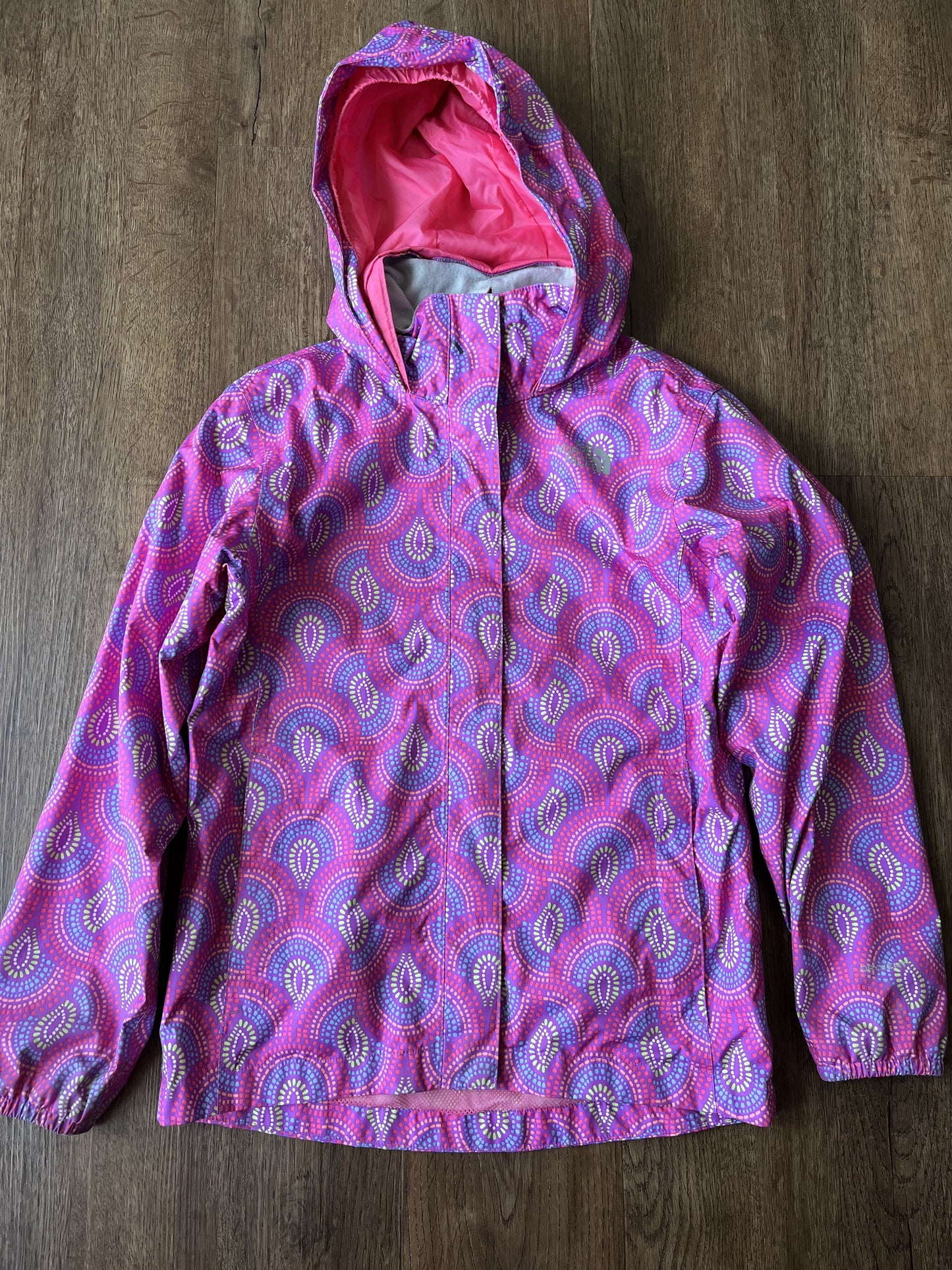 #124 VGUC North Face Pink Rain Jacket Girls Size 10/12