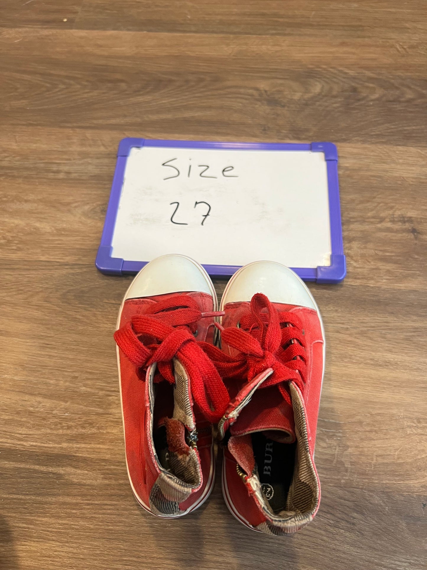 #24 size 27 Burberry red high tops