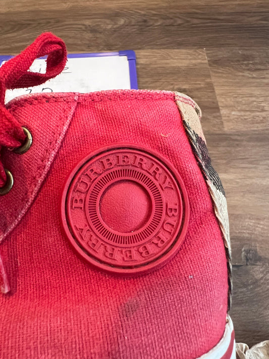 #24 size 27 Burberry red high tops