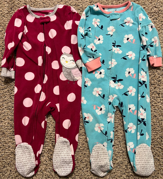 Seller #184 Girls 18M Carters fleece dots/flower footed pajamas