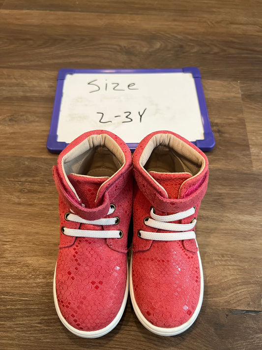 #24 size 2-3 years old monkey feet pink snakeskin hightops