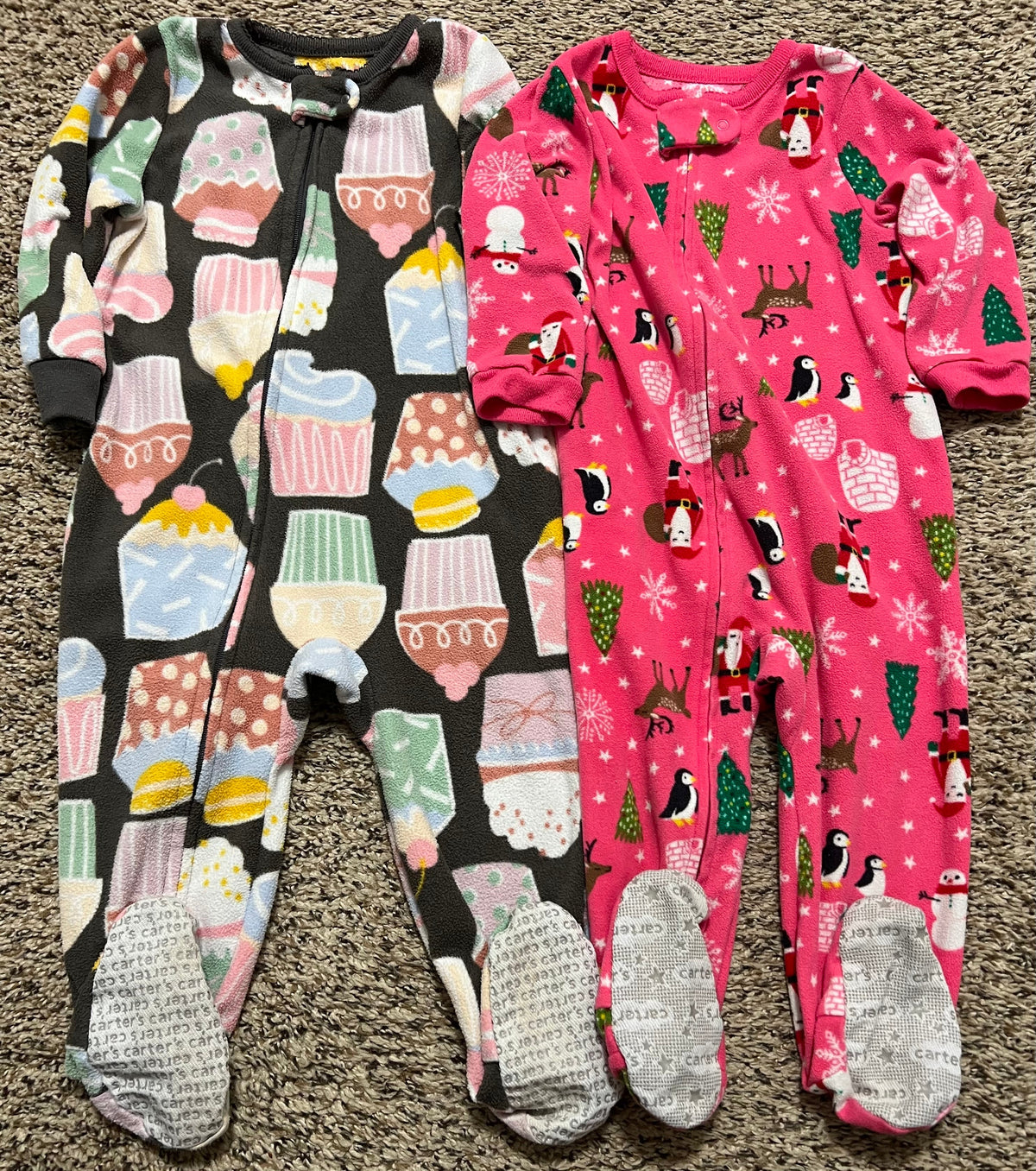 Seller #184 Girls 18M Carters fleece Christmas Cupcake footed pajamas