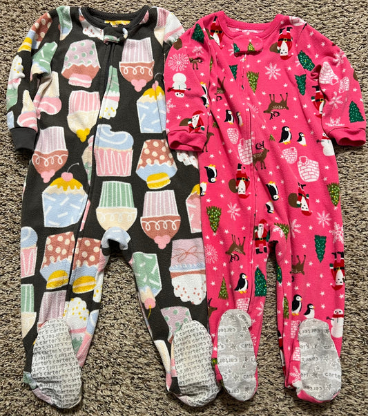 Seller #184 Girls 18M Carters fleece Christmas Cupcake footed pajamas