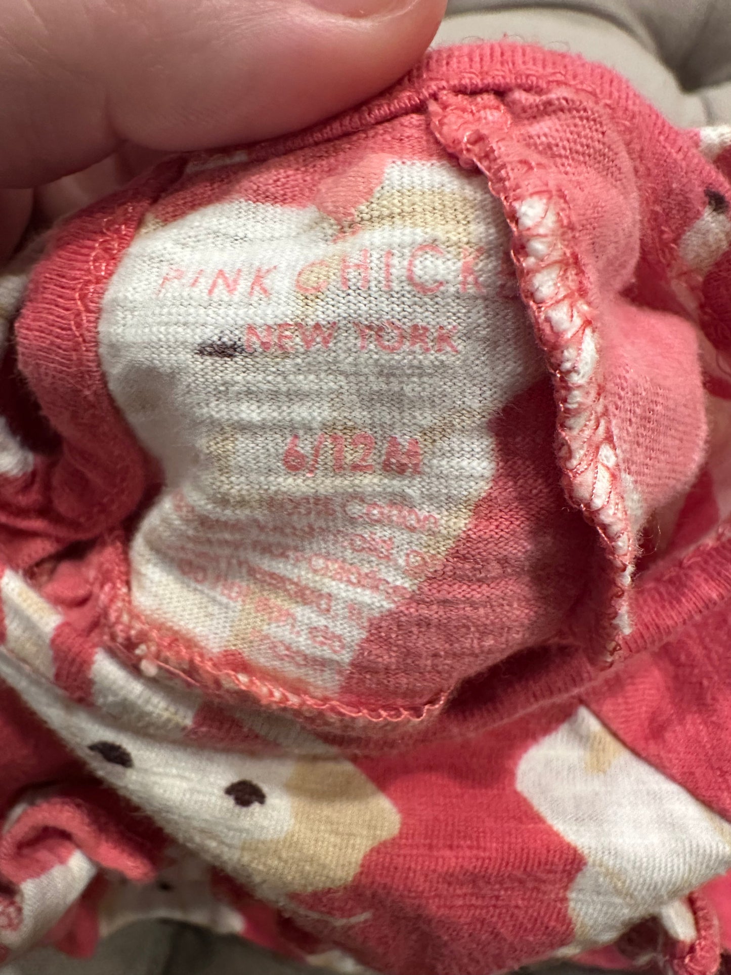 #85 Pink Chicken Elephant Dress, Infant girls 6-12m