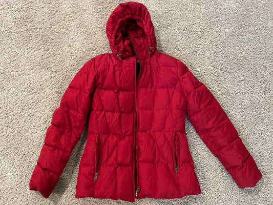 Women's S Calvin Klein Red Winter Hooded Jacket