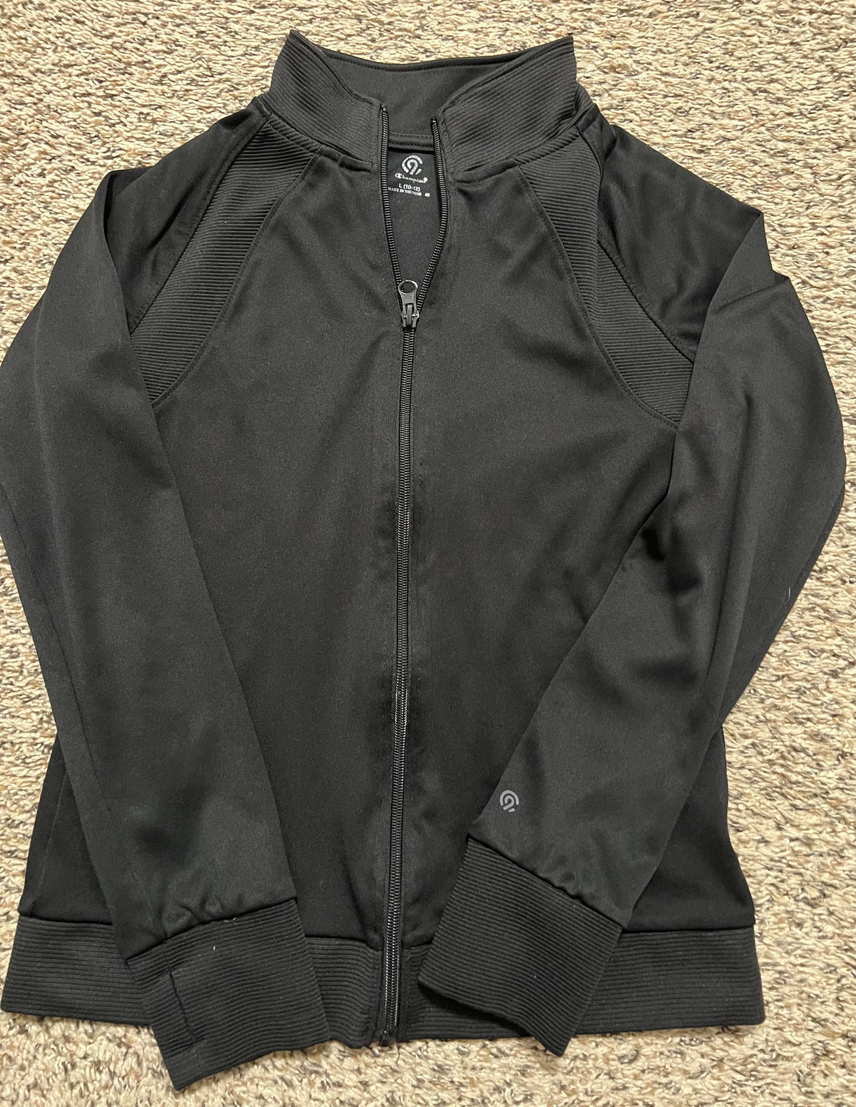 Seller #184 Girls size L 10/12 Black Zip up jacket with thumb holes