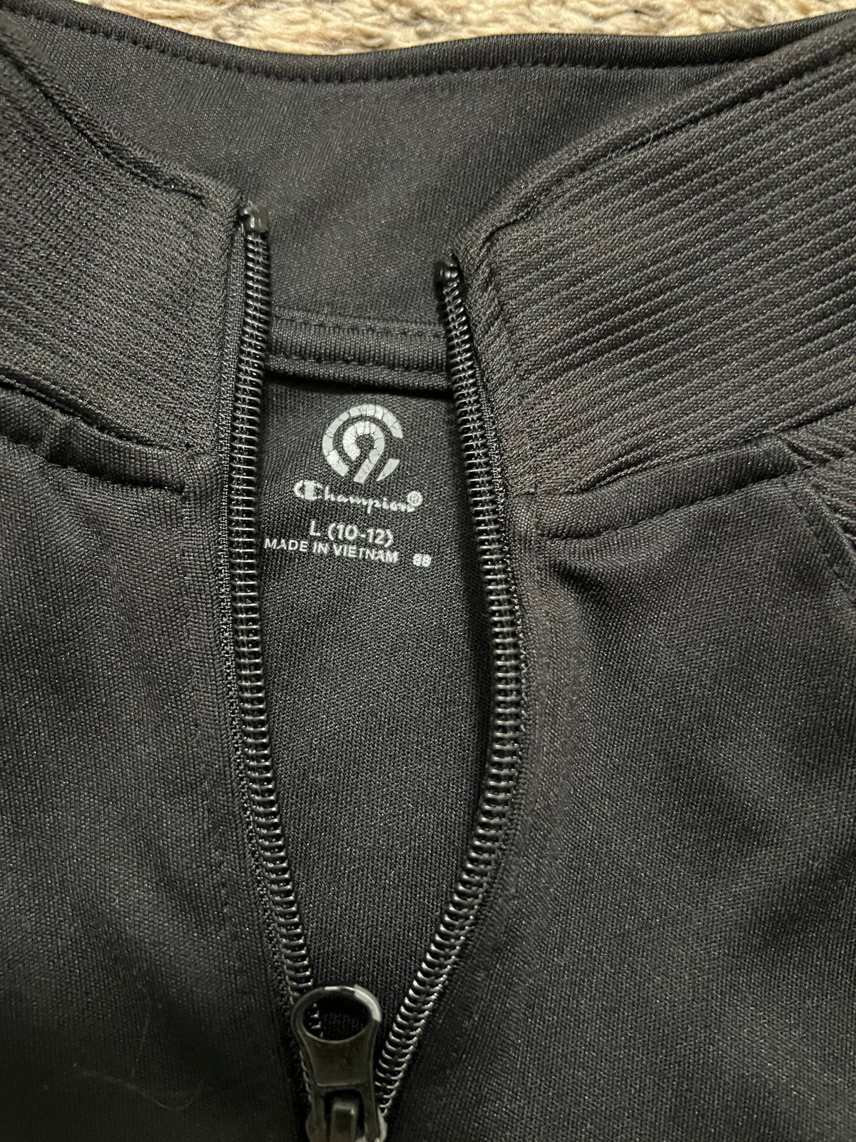 Seller #184 Girls size L 10/12 Black Zip up jacket with thumb holes