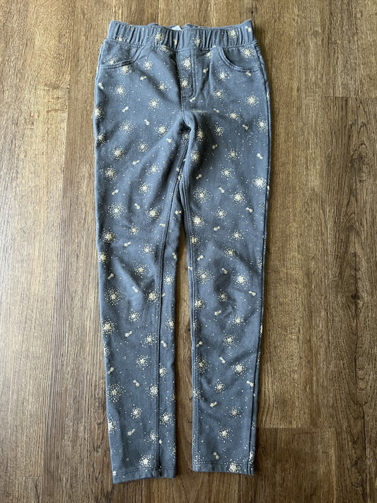 #124 EUC Jumping Beans Gray w/Gold Glitter Stars Pants Girls Size 8