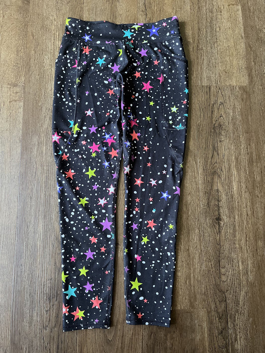 #124 Never Worn Athletic Works Black with Stars Leggings Girls Size L 10/12