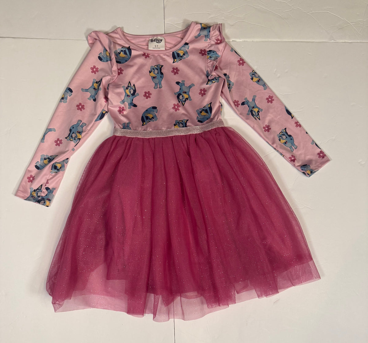#141 Girls 5 Bluey Pink Tulle Twirt Dress