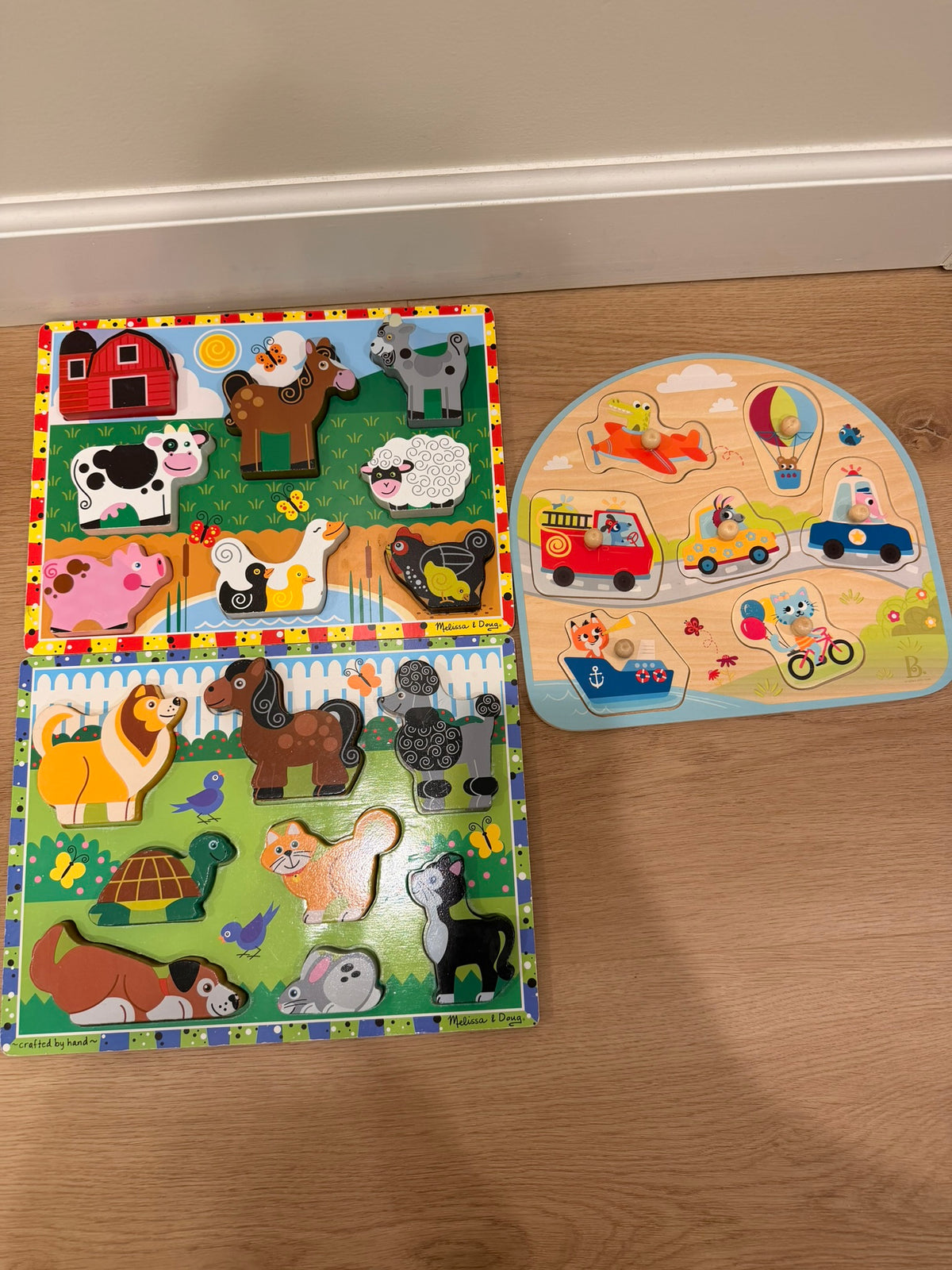 #85 Melissa & Doug + B Toys Wooden Puzzles, Montessori Toys