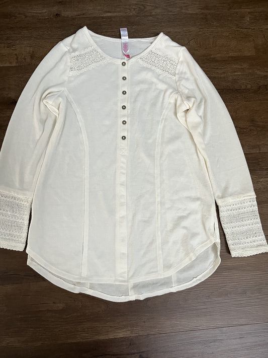 #124 VGUC Cream Long Tunic Junior's Size L 11/12 (Women's M)