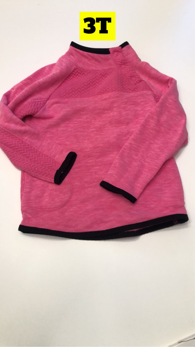 Girls 3T Pink Pull-over with three snaps & two pockets
