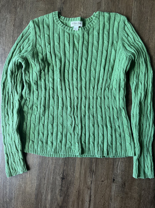#124 Women's Green Cable Knit Sweater S