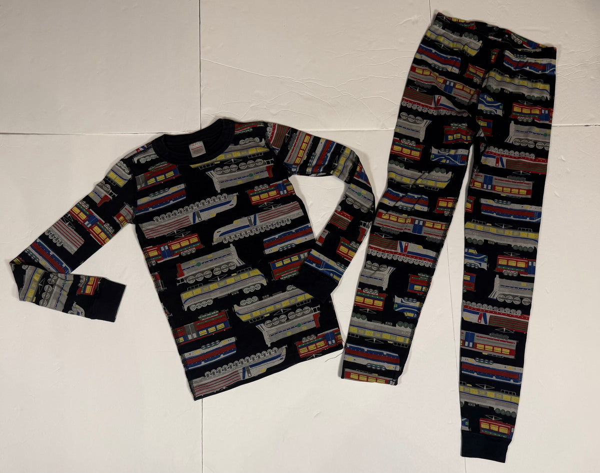 #141 Boys 12 (150) Hanna Andersson Train Long Sleeve Pajamas
