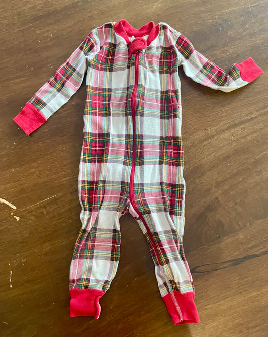 #199 Girls Hanna Andersson Christmas Plaid zipper pajamas size 2T EUC
