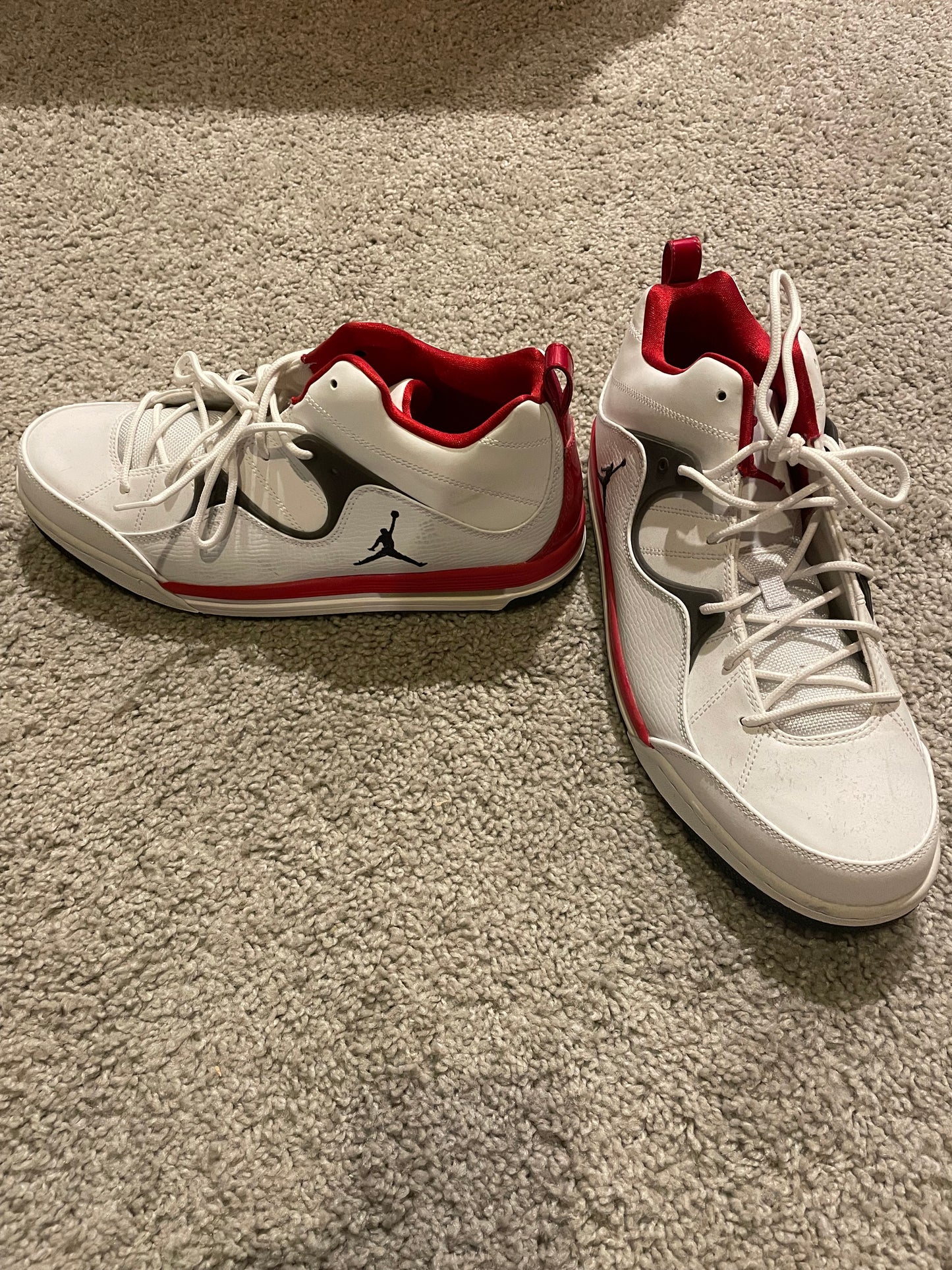 Men's Size 12 Nike Jordan Sneakers - White, Red, Black