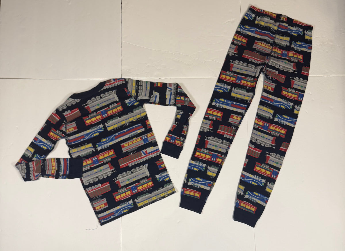 #141 Boys 12 (150) Hanna Andersson Train Long Sleeve Pajamas