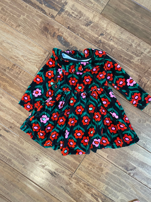 #199 REDUCED Girls Hanna Andersson Black res flowers dress size 2T EUC