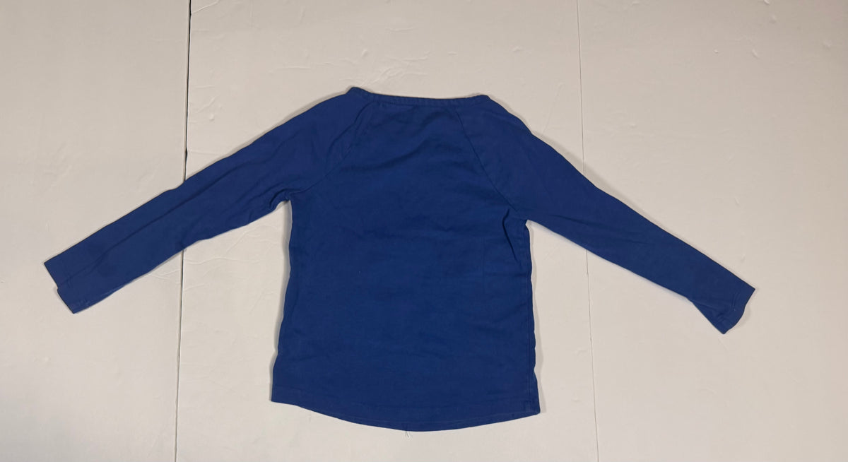 #141 Girls 5-6Y Mini Boden Sequin Star Blue Long Sleeve