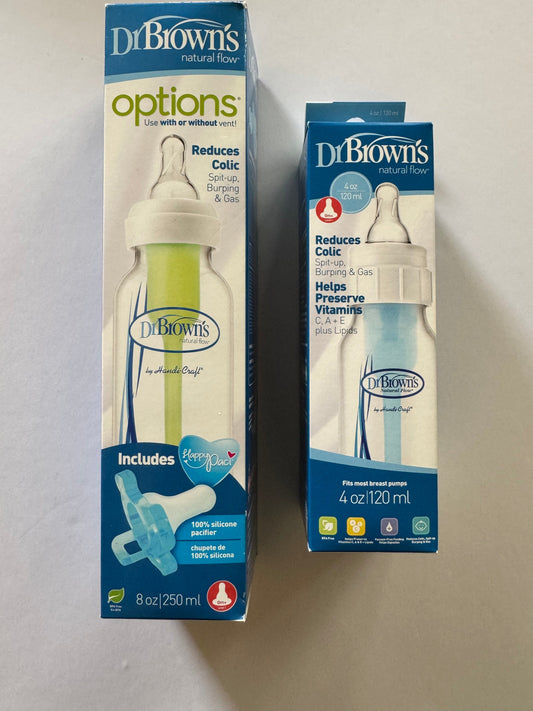 REDUCED #92 new dr browns baby bottles  8 oz and 4 oz.
