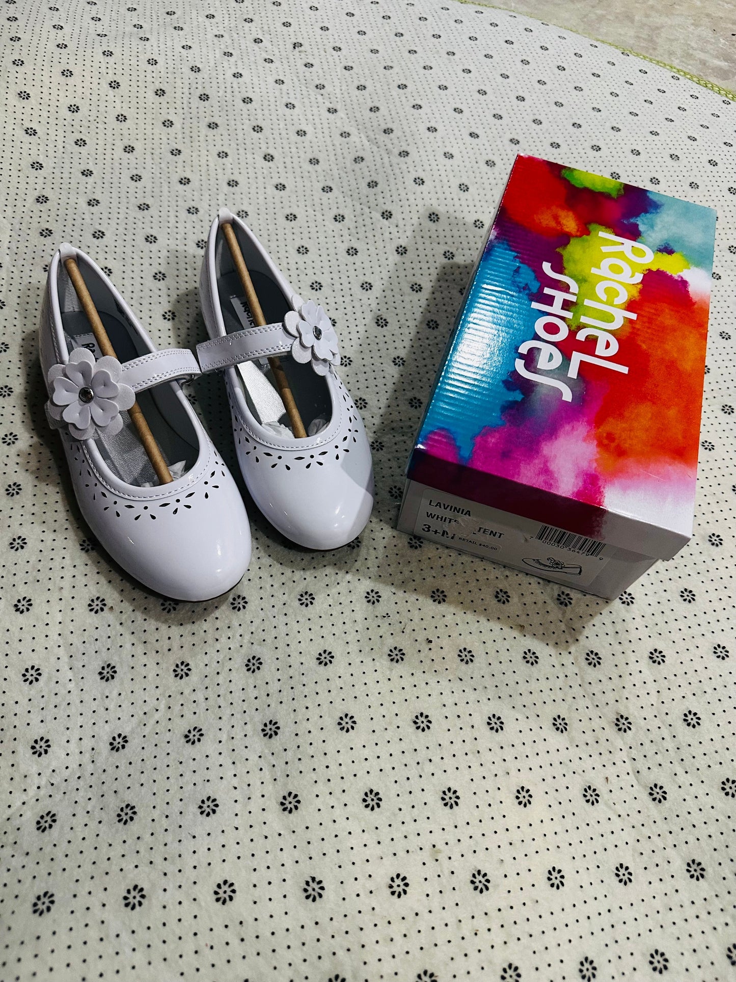 #77 New In Box Velcro Patent Leather Flats, Girls Size 3