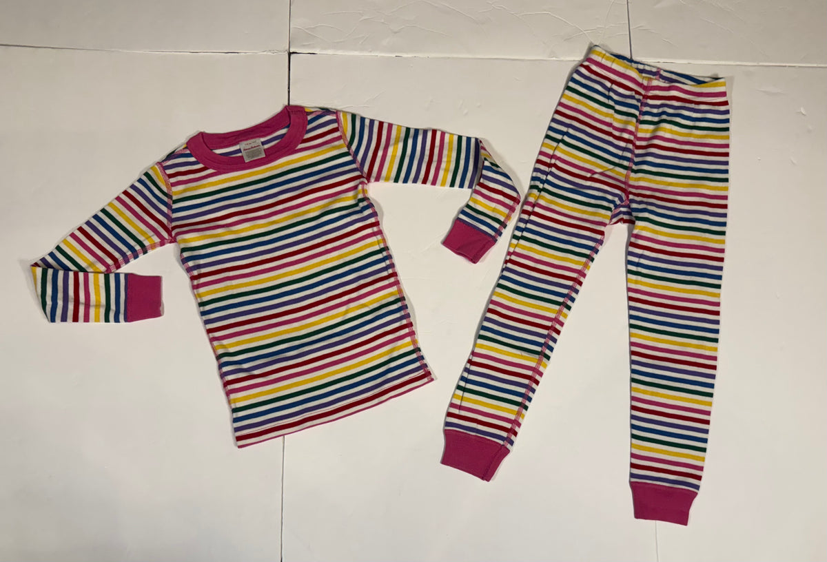 #141 Girls 5 (110) Hanna Andersson Rainbow Stripe Long Sleeve Pajama