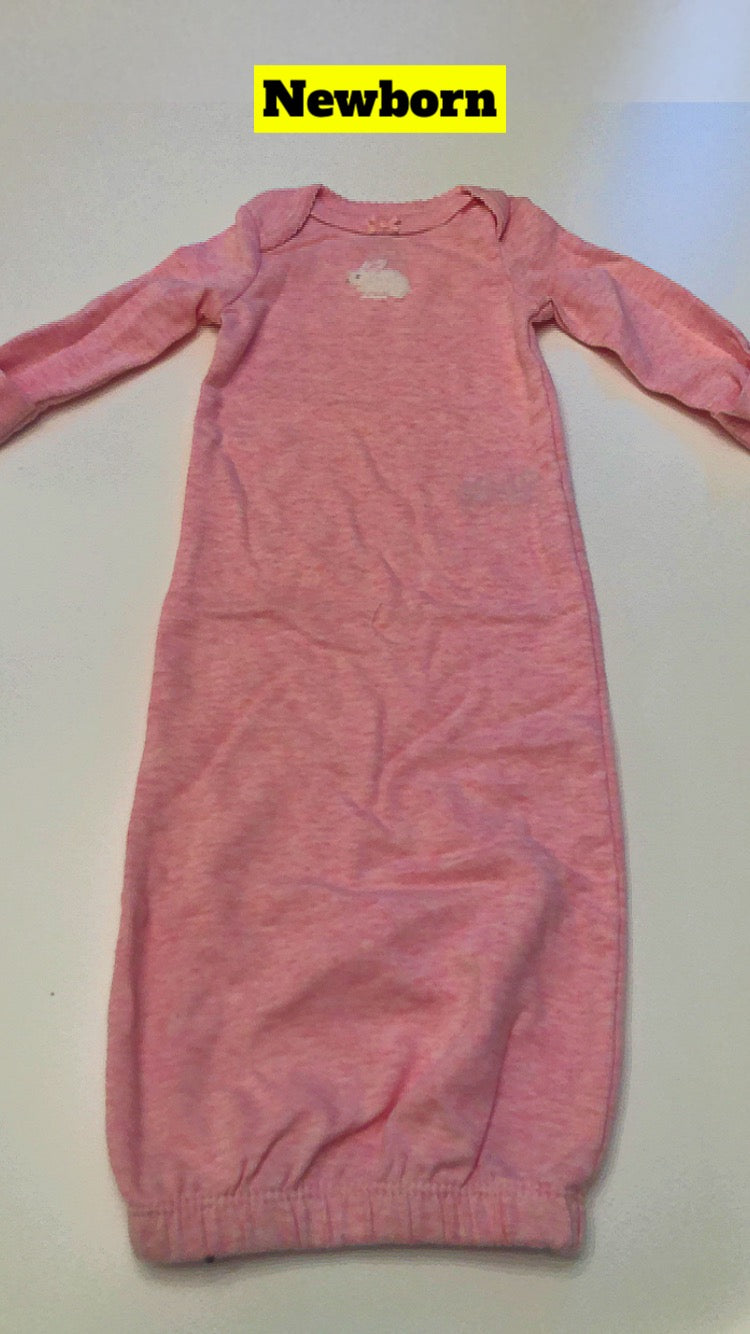 Girls NB Pink Nightgown with fuzzy bunny